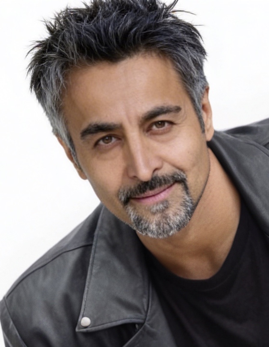 Nicholas Guilak — leather jacket, white background headshot